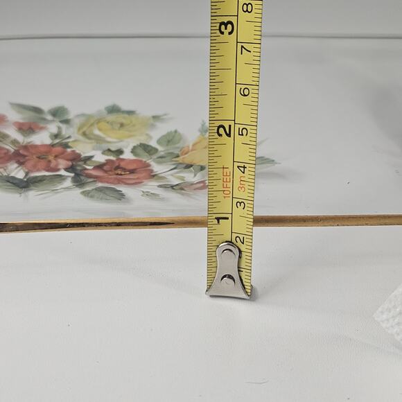 Vintage Viking Glass Hand-Painted Floral Serving Platter Tray Mid-Century Modern - Picture 9 of 9